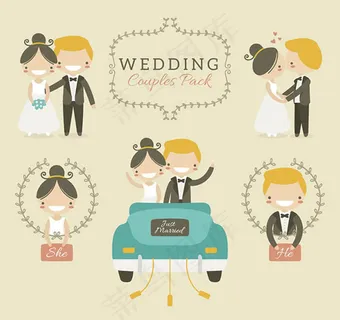 卡通婚礼新人
