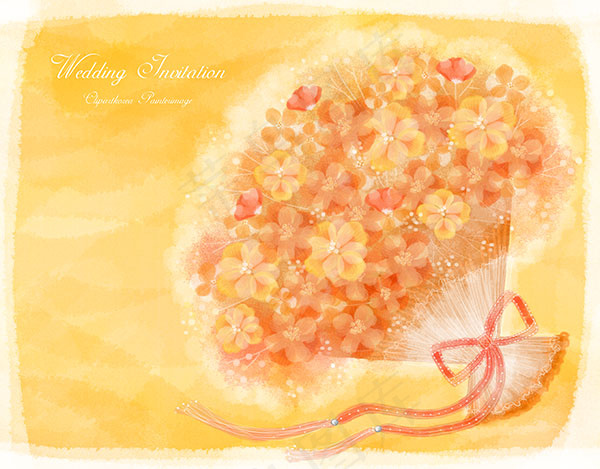 浪漫唯美花束插画(5079X3968(DPI:300))psd模版下载