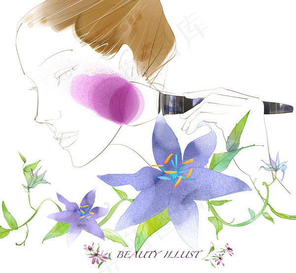化妆的素描美女