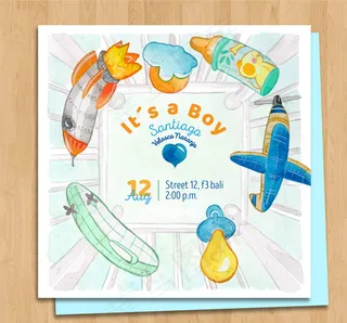 男婴玩具迎婴卡片