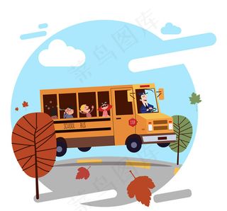 道路上行驶的校车