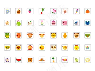 方形可爱小图标,免抠元素