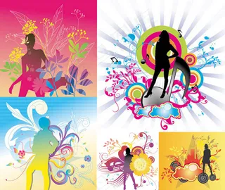 人物剪影与花纹