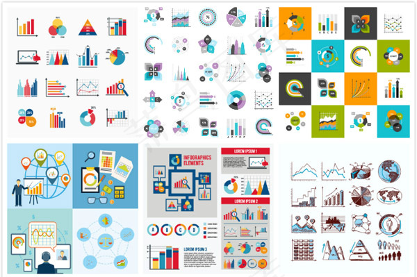 扁平化信息图表eps,ai矢量模版下载