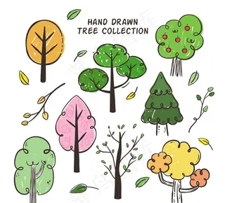 8款手绘树木