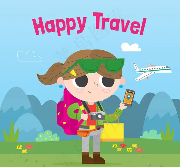 旅行中的女子ai矢量模版下载