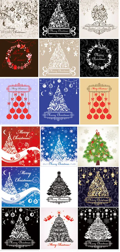 圣诞树圣诞花纹eps,ai矢量模版下载