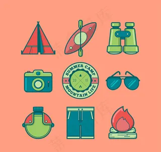 野营元素图标,免抠元素