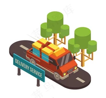 行驶中的快递车 行驶中的快递车