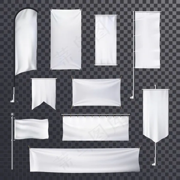 空白道旗广告旗eps,ai矢量模版下载