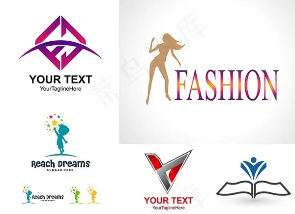 人物剪影与书本标志eps,ai矢量模版下载