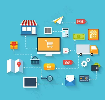电子商务元素矢量,背景元素