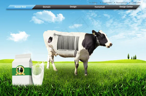 印有条形码的奶牛(5000X3286(DPI:300))psd模版下载