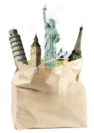 地标建筑纸袋