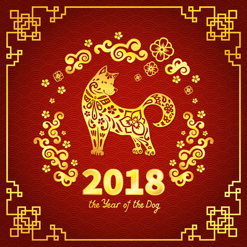 狗年传统元素ai矢量模版下载