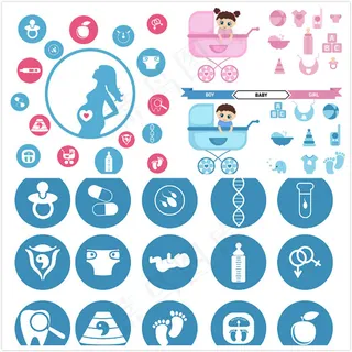 婴儿用品主题图标,免抠元素