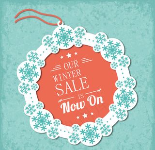 冬季促销雪花标签