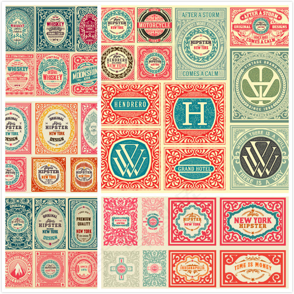 花纹边框标签,免抠元素