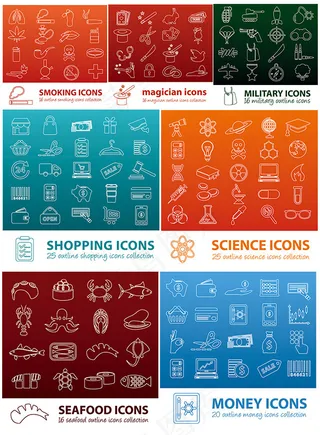 创意线性图标,免抠元素