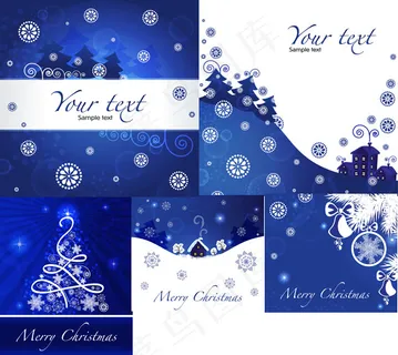 圣诞节蓝色背景,背景元素