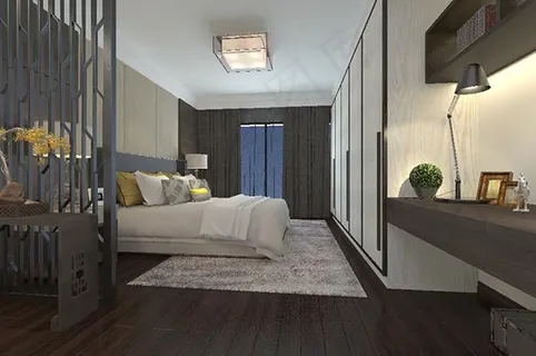 中式现代主卧模型