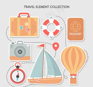 创意旅行元素贴纸