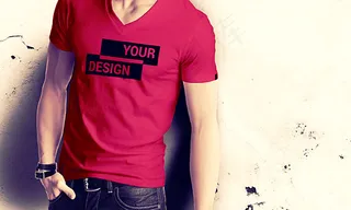 V领男士T恤样机