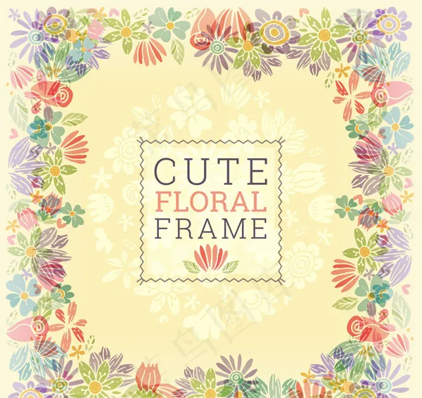 可爱花卉框架ai矢量模版下载