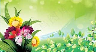 精美手绘鲜花,背景元素