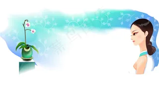 古典卡通美女3,背景元素