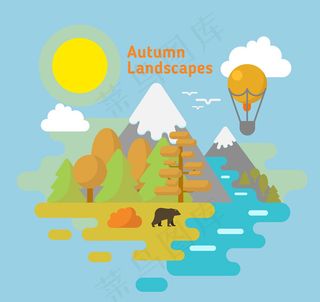 秋季雪山自然风景