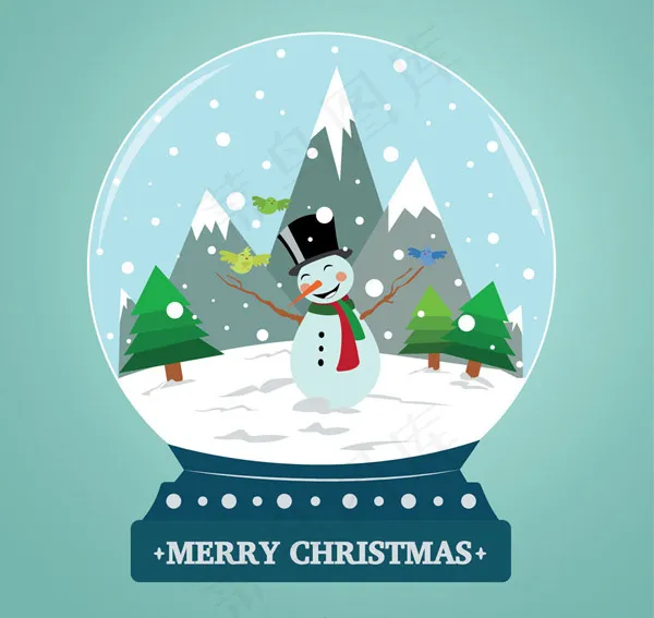 雪人雪花玻璃球ai矢量模版下载