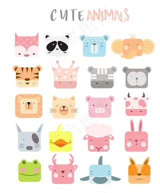 卡通动物图标,免抠元素