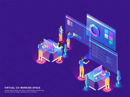 虚拟协同工作插画