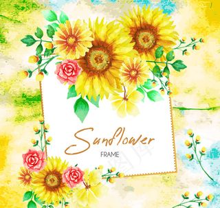 水彩绘葵花框架