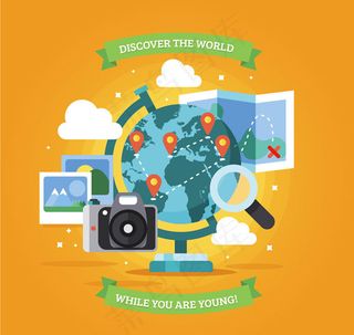 旅行地标地球仪