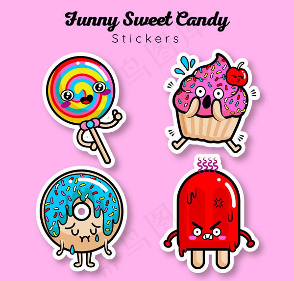 有趣的甜食贴纸