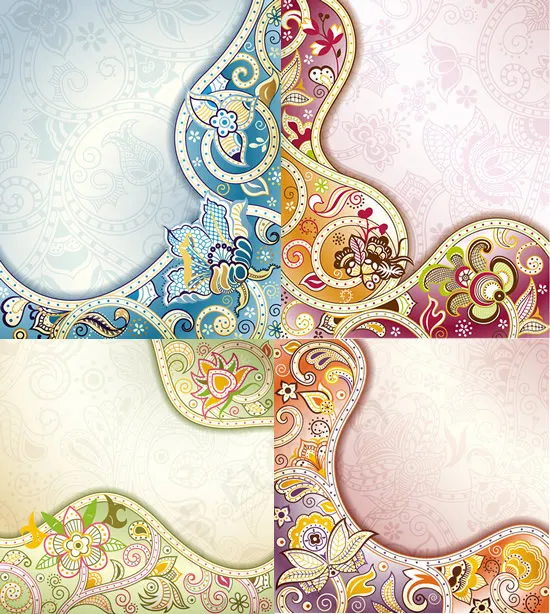 传统花纹背景eps,ai矢量模版下载