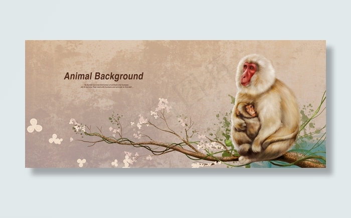 蹲在树上的猴子(8400X3564(DPI:300))psd模版下载