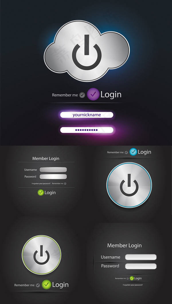 网页按钮登陆框eps,ai矢量模版下载