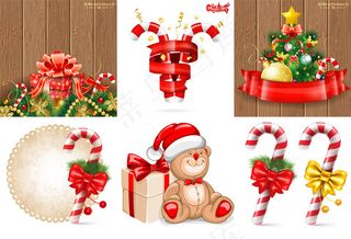 圣诞节拐棍糖与蝴