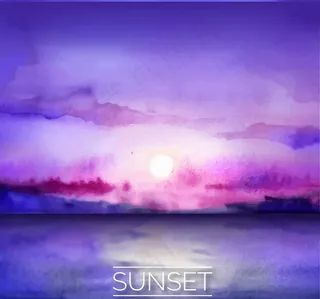 海上日落风景矢量