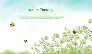 瓢虫与花卉插画