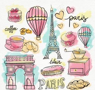 彩绘巴黎元素
