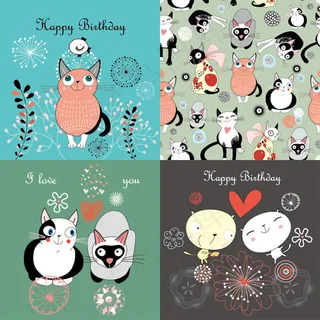 卡通猫咪背景,背景元素