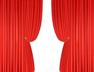 拉开的红色窗帘