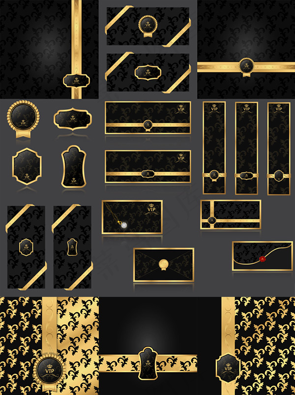 金色花纹装饰矢量