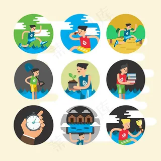 运动人物图标,免抠元素