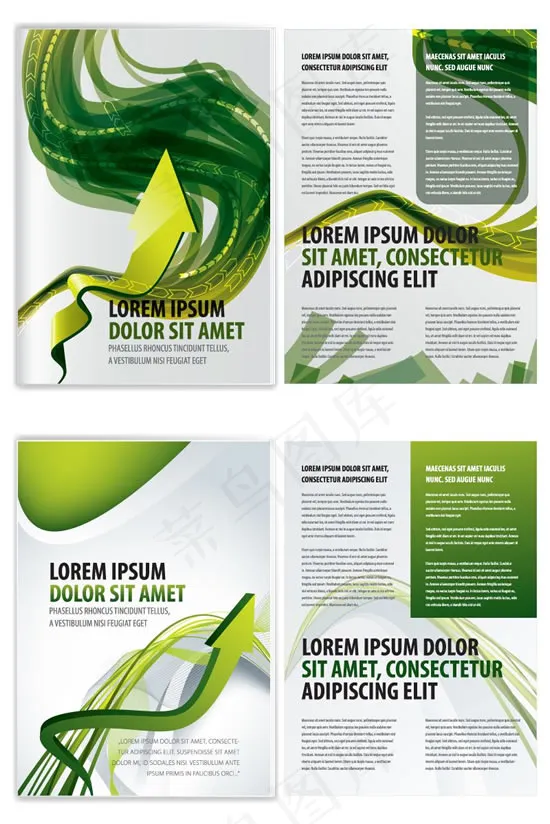 绿色曲线画册矢量eps,ai矢量模版下载