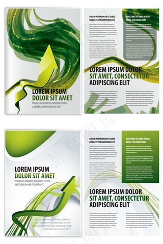 绿色曲线画册矢量